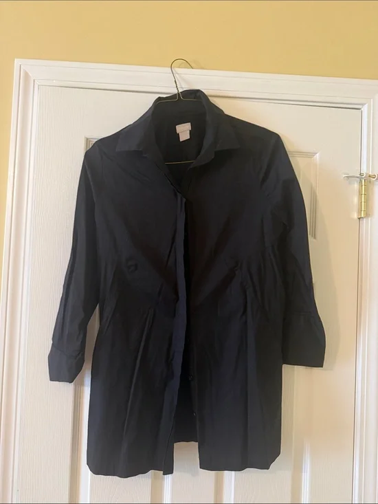 Chico's Black Longline Collared Tunic Shirt