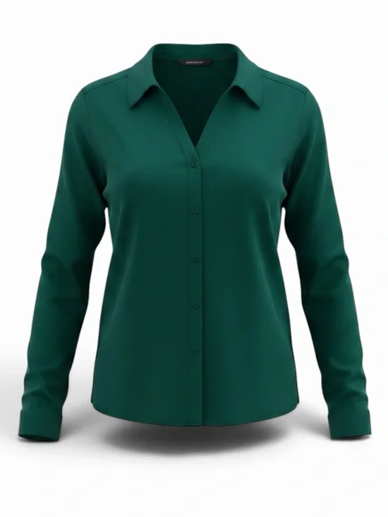 NWOT Adrianna Papell Long Sleeve Collared Button Front Knit Moss Crepe Size XL