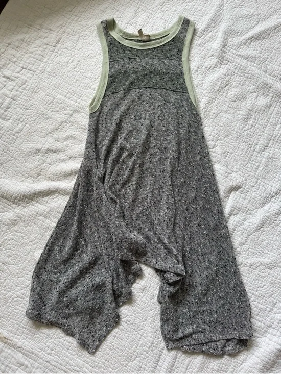 We the Free Gray Speckled Knit Sleeveless Tunic with Mint Trim, OS