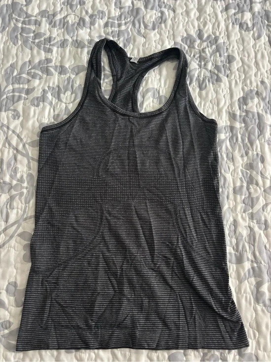 lululemon athletica Black and Gray Striped Racerback Tank