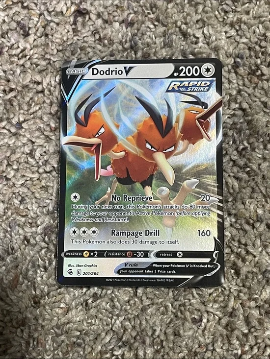 Pokémon TCG Dodrio V Fusion Strike 201/264 Holo Ultra Rare Perfect Centering