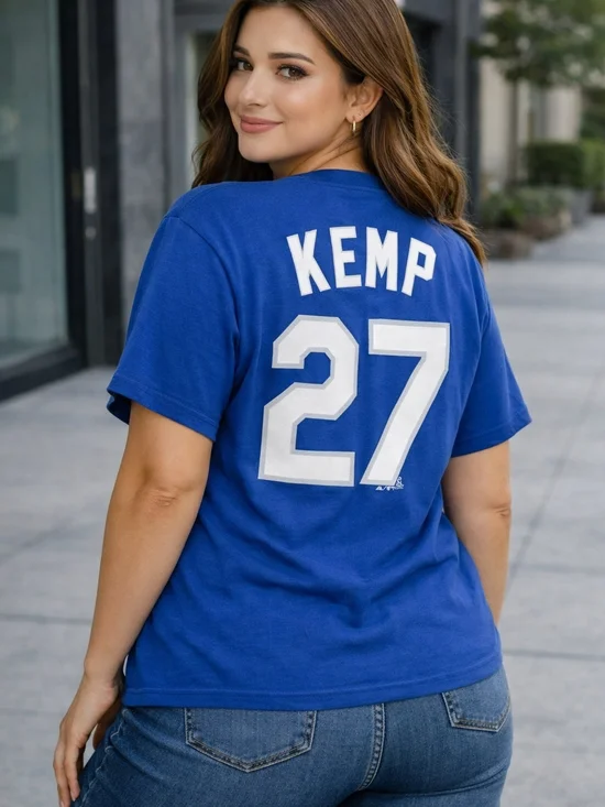 Majestic MLB Matt Kemp 27 Los Angeles Dodgers T‑Shirt Large Blue Official Licens