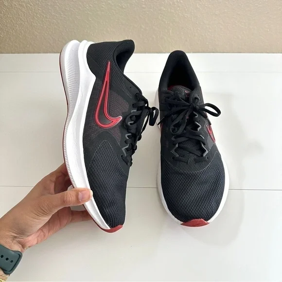 Nike Men's Downshifter 11 Black/Red-White Style CW3411-005 Shoes sz 9.5