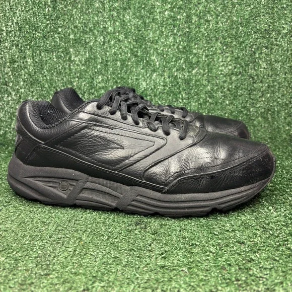 Brooks Addiction Walker Leather Walking Shoes Black Mens Size 10.5 4E Extra Wide