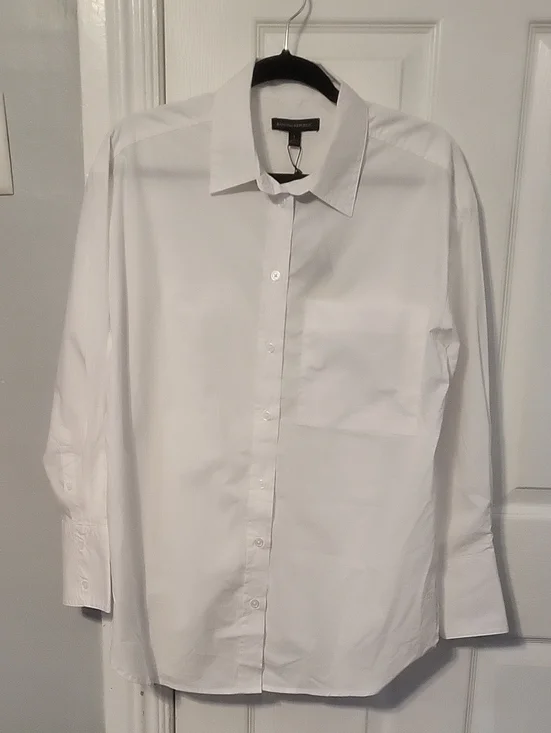 NWT Banana Republic White Oversized Long-Sleeve Button Down Dress Shirt Small