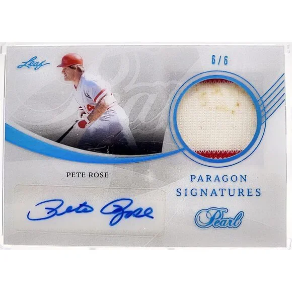 2022 Leaf Pearl Pete Rose Paragon Signatures Patch Auto 6/6 Dirt on Jersey Game