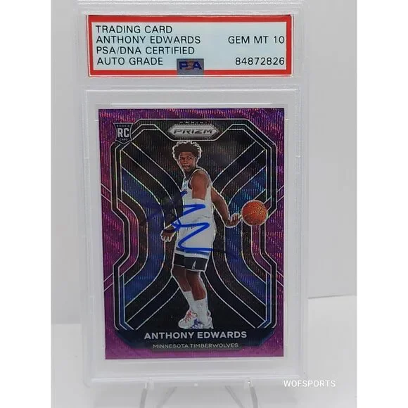 2021-22 Panini Prizm #258 Anthony Edwards Purple Wave Autographs Rookie PSA 10