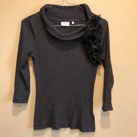 Anthro Deletta Thermal Texture Cowl Neck Top S