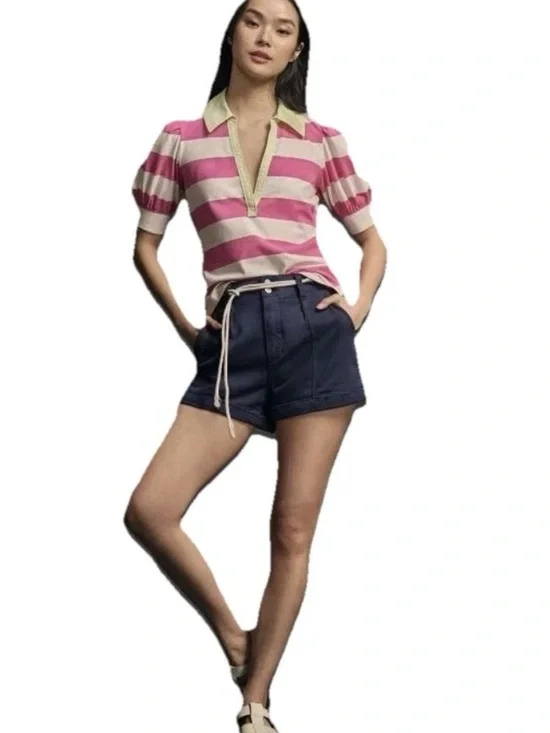 Anthropologie Maeve Women's Polo rugby stripe shirt Size XS