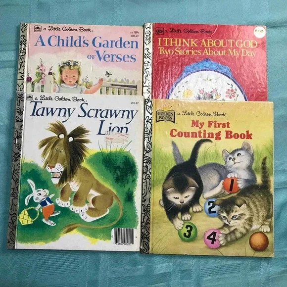 Little Golden Books Lot of 4 Multi‎ Color Vintage Childrens Hardcover Stories