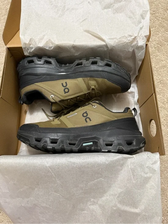 On Running Cloudrock Low Waterproof Olive and Black Men's Trail Sneakers