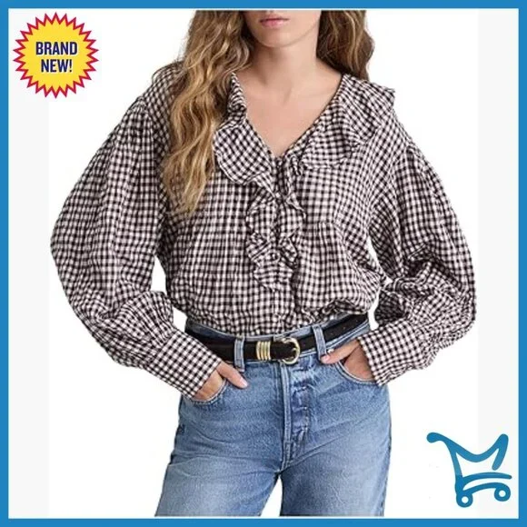 Long Sleeve Cotton Tank Top Regular Fit Checkered Pull On