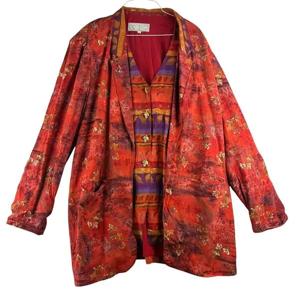 Dorothy Schoelen Long Sleeve Formal Autumn Blouse Top Women's Large Lagenlook