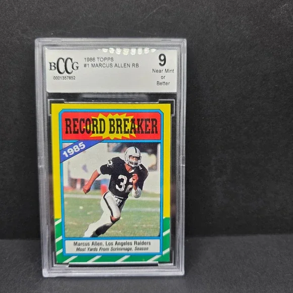Topps Marcus Allen Football Card 1986 Record Breaker #1 BCCG‎ 9