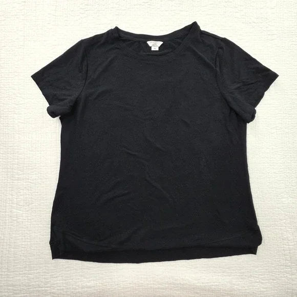 Danskin Supersoft Tulip Split Tunic Top Womens XXL Black‎ Short Sleeve Stretch