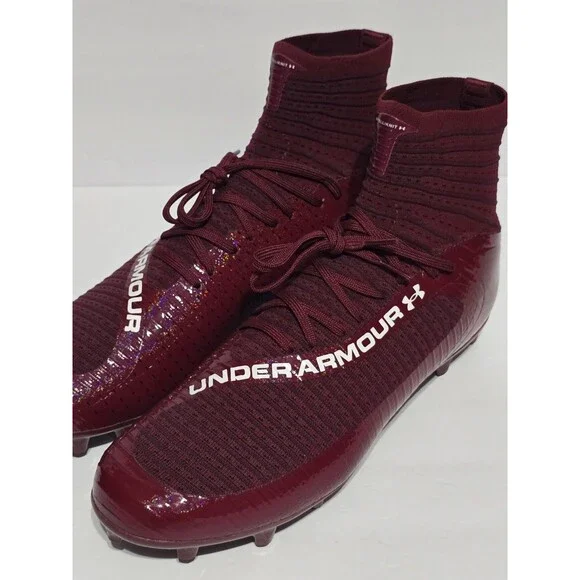 Under Armour Men's 12 UA Highlight MC Knit Football Cleats Burgundy Brand New