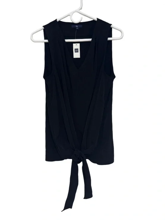Gap Sleeveless V-Neck Tie-Front Top Blouse Women’s Medium Black New!