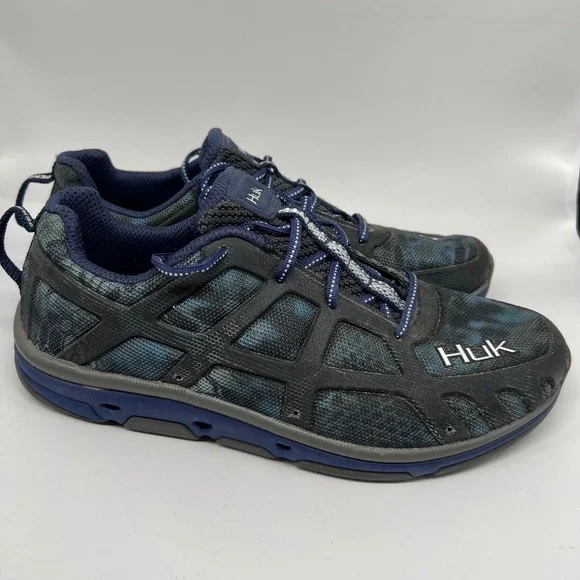 Huk Attack Performance Fishing Shoes Mens 10 Blue Camo Deck Shoes H8011000470