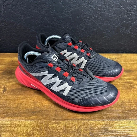 Salomon Hypulse 416852 Black Red Mesh Trail Running Shoes Mens Size 9