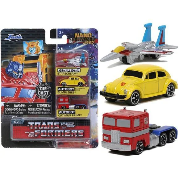 Jada Toys Nano Rides: G1 Transformers Collector's Car Vehicle Playset, 3 Pieces