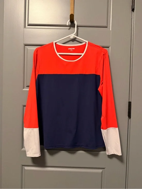 Lands' End Women's SunShade UPF 50 Long Sleeve Rash Guard Swim Tee Top XL