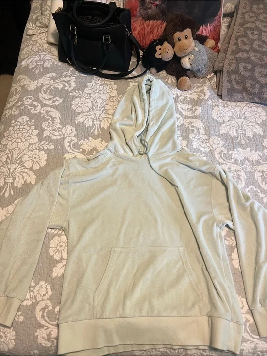 Aritzia Light Sage Green Hoodie Sweatshirt, Tshirt, Shorts Set