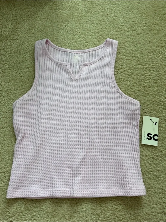 SO Light Pink Waffle Knit Tank Top