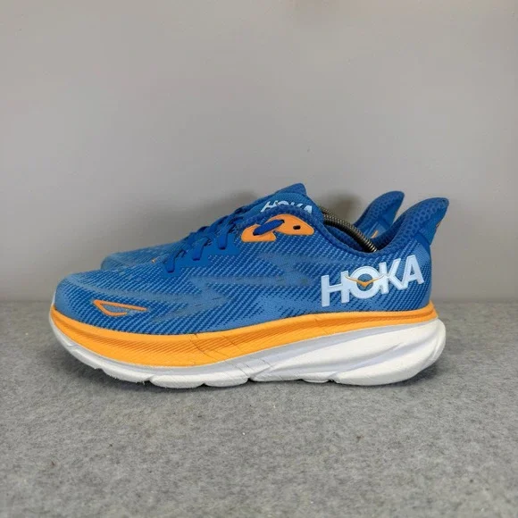 Hoka Clifton 9 Mens Shoes Size 8.5 Blue Orange Running Sneakers 1127895 CSAA