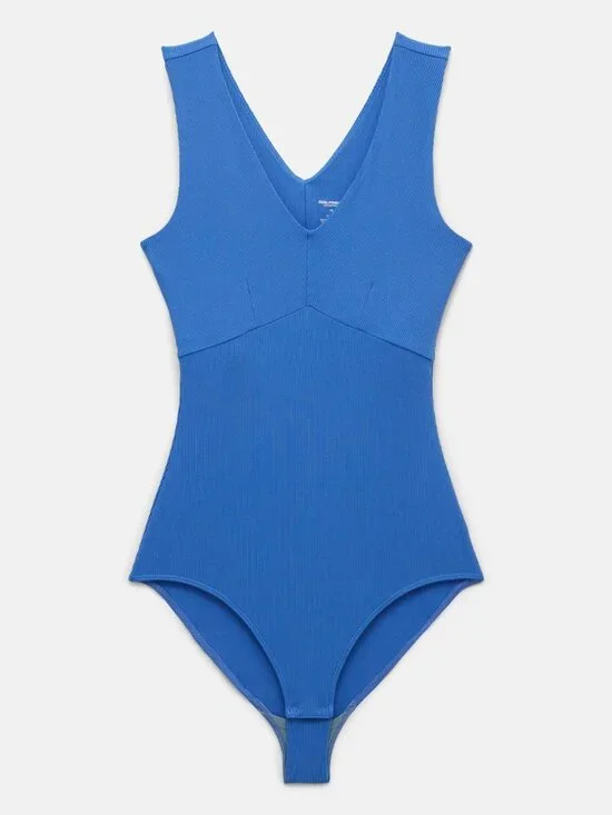 Cobalt Amelia V-Neck ribbed bodysuit