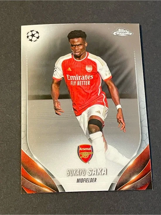 Bukayo Saka 2023/24 Topps Chrome UEFA Club Competitions #148 Arsenal Base Card