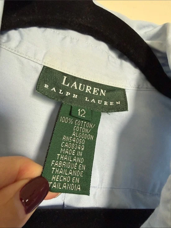 Ralph Lauren 100% cotton button up, size 12