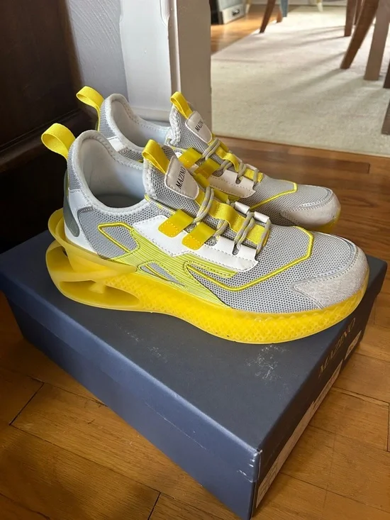 Mazino Plasma Yellow & Gray Sculpted Sole Sneakers Mens‎ 7.5