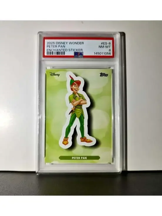 Peter Pan 2025 Topps Disney #ES-8 Enchanted Sticker Card Peter Pan PSA 8