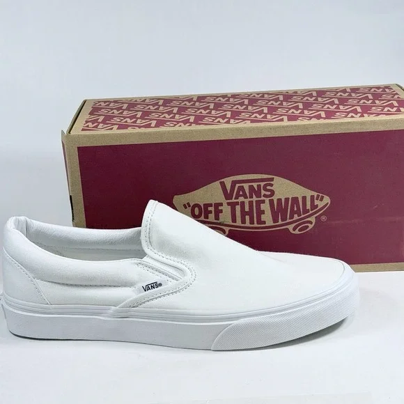 Vans Classic‎ Mens-9 Womens-10.5  Slip-On - True White/White Canvas Shoes