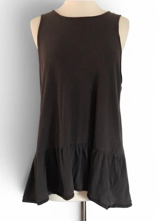 FREE PEOPLE Ruffle Tank Top Tunic MEDIUM Gray