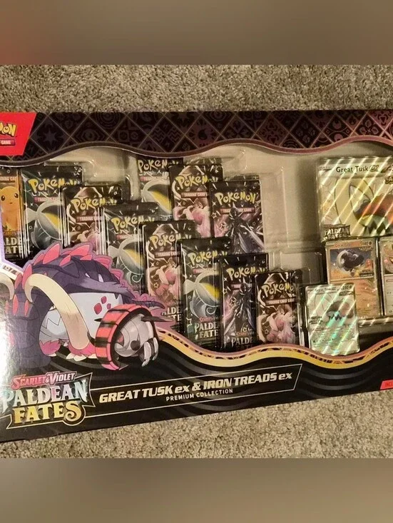 Pokemon Paldean Fates Great Tusk Ex & Iron Treads Ex Premium Collection New