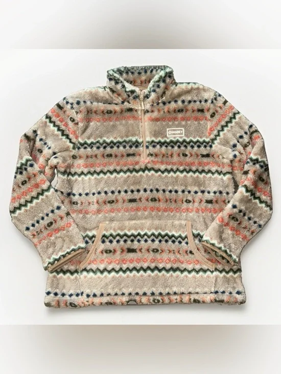 Hooey Soft Fleece Pullover Sweater Jacket 1/4 Zip Soft Aztec Tribal Print Wester