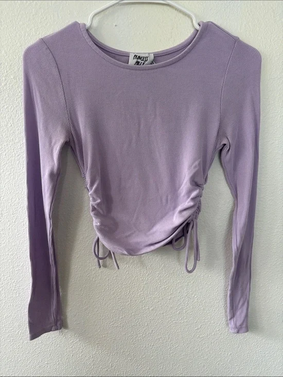 Princess Polly Lavender Side-Ruched Long Sleeve Crop Top -606sku