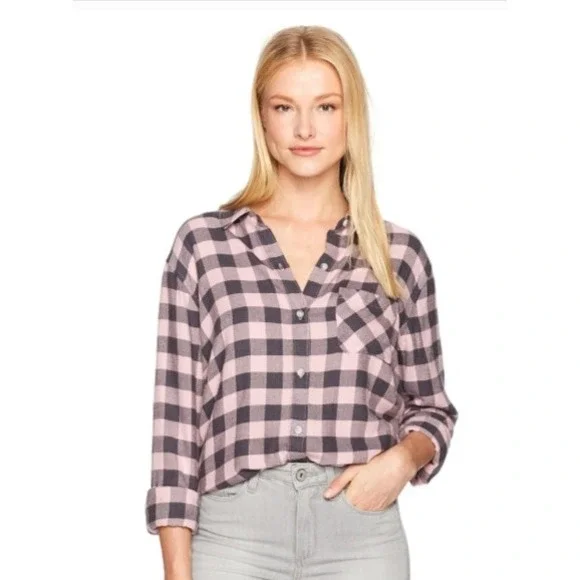 Rails‎ Milo Button Down Shirt Pink Charcoal Bubblegum Buffalo Check Plaid Size S