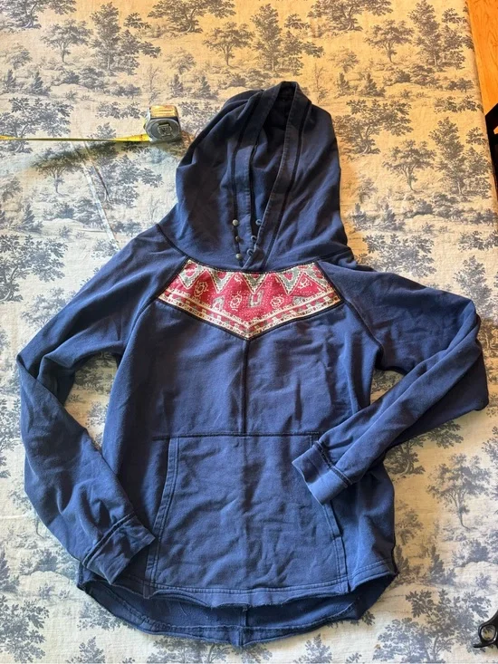 We The Free Navy Hoodie with Cream Trim