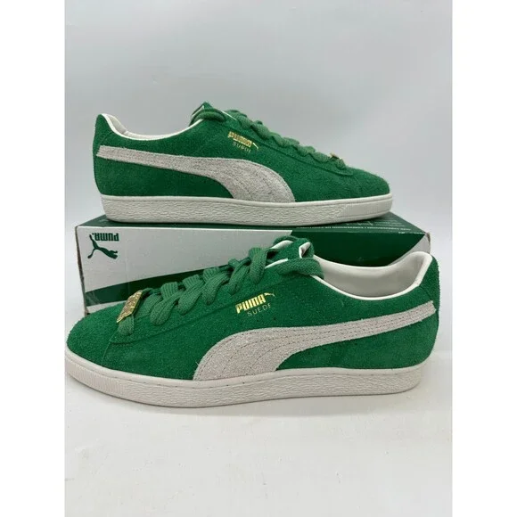 Puma Suede Fat Lace Men's Size 13 Green White Athletic Shoes 393167 02