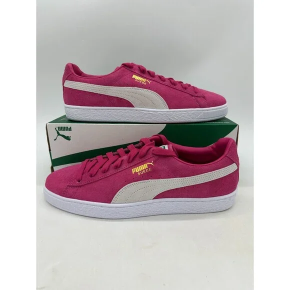 Puma Suede Classic Men's Size 11 pink White Leather Athletic Shoes 374915 99