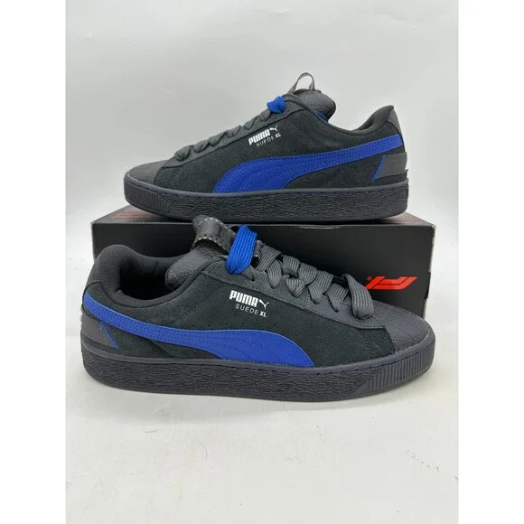 Puma Suede XL F1 Men's Size 13 Black Blue Leather Athletic Shoes 308656 02