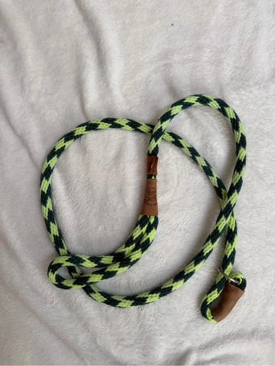 Mendota Pet 6 Ft Rope Slip Lead Dog Leash Neon and Dark Green