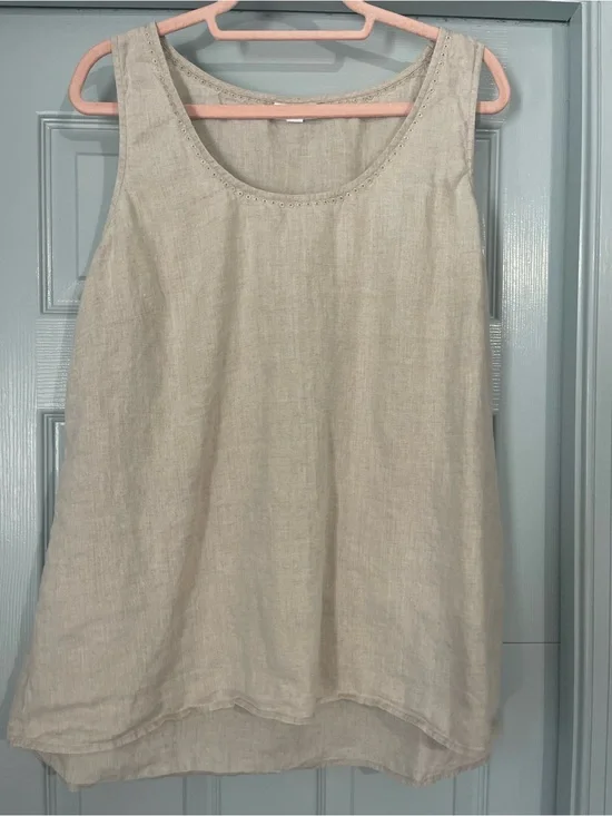 J. Jill Linen Scoop Neck Tank Top - Natural Cream