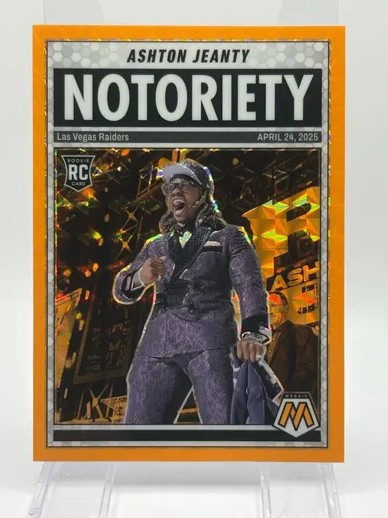2025 Panini Mosaic Ashton Jeanty Rookie Notoriety Fluorescent Orange Prizm RC