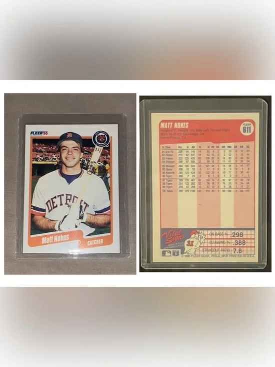 VINTAGE 1990 Matt Nokes Fleer MLB Detroit Tigers Baseball Trading Card