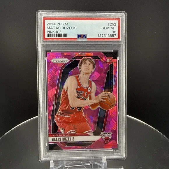 2024 Panini Prizm Pink Ice SP Matas Buzelis #252 Bulls RC PSA 10 GEM MT