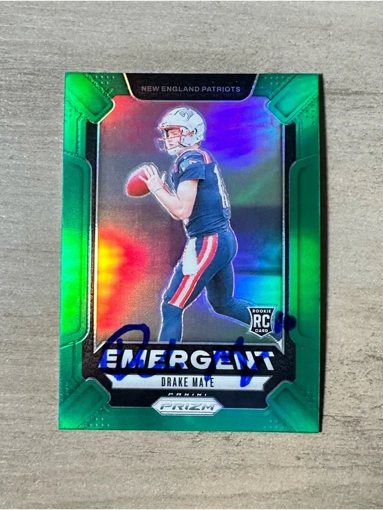Drake Maye Signed Rookie 2024 Panini Prizm #4. Autograph. New England Patriots.
