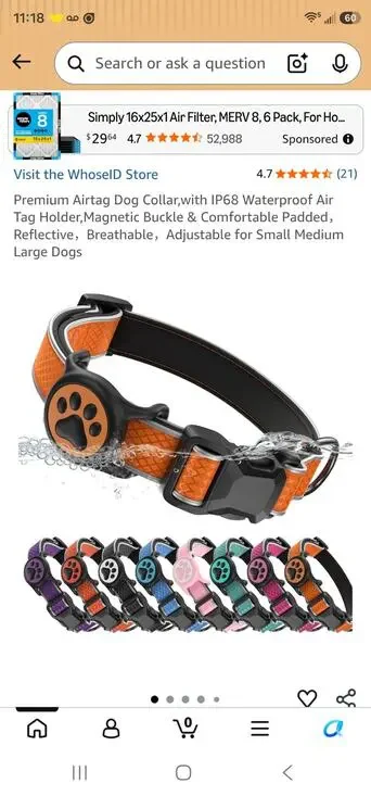 Premium Airtag Dog Collar,with IP68 Waterproof Magnetic Buckle Medium Dogs